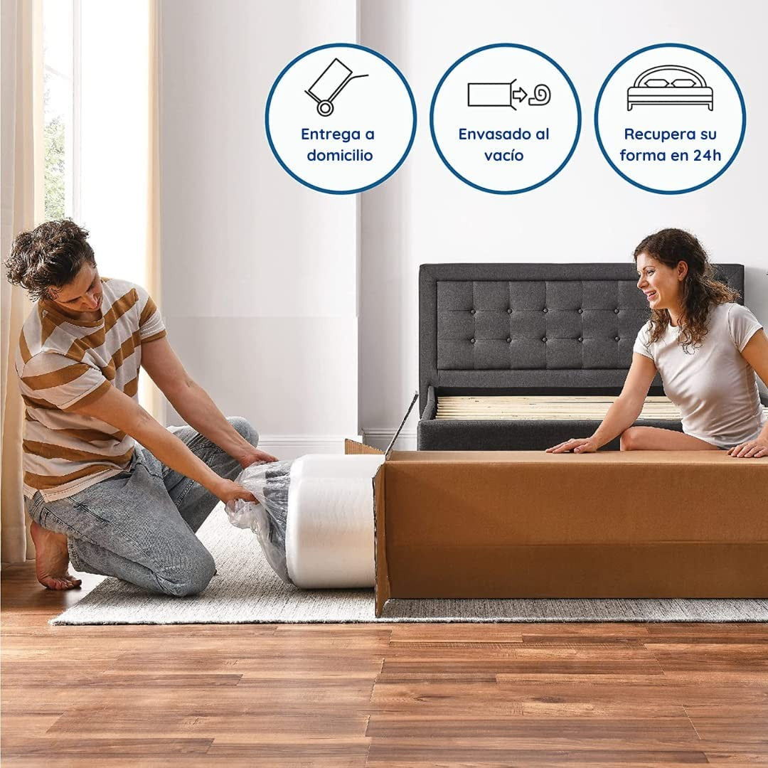 Colchon Viscoelástico Cool Gel | Altura 28 cm | Firmeza Media Gran Confort | Alta Densidad
