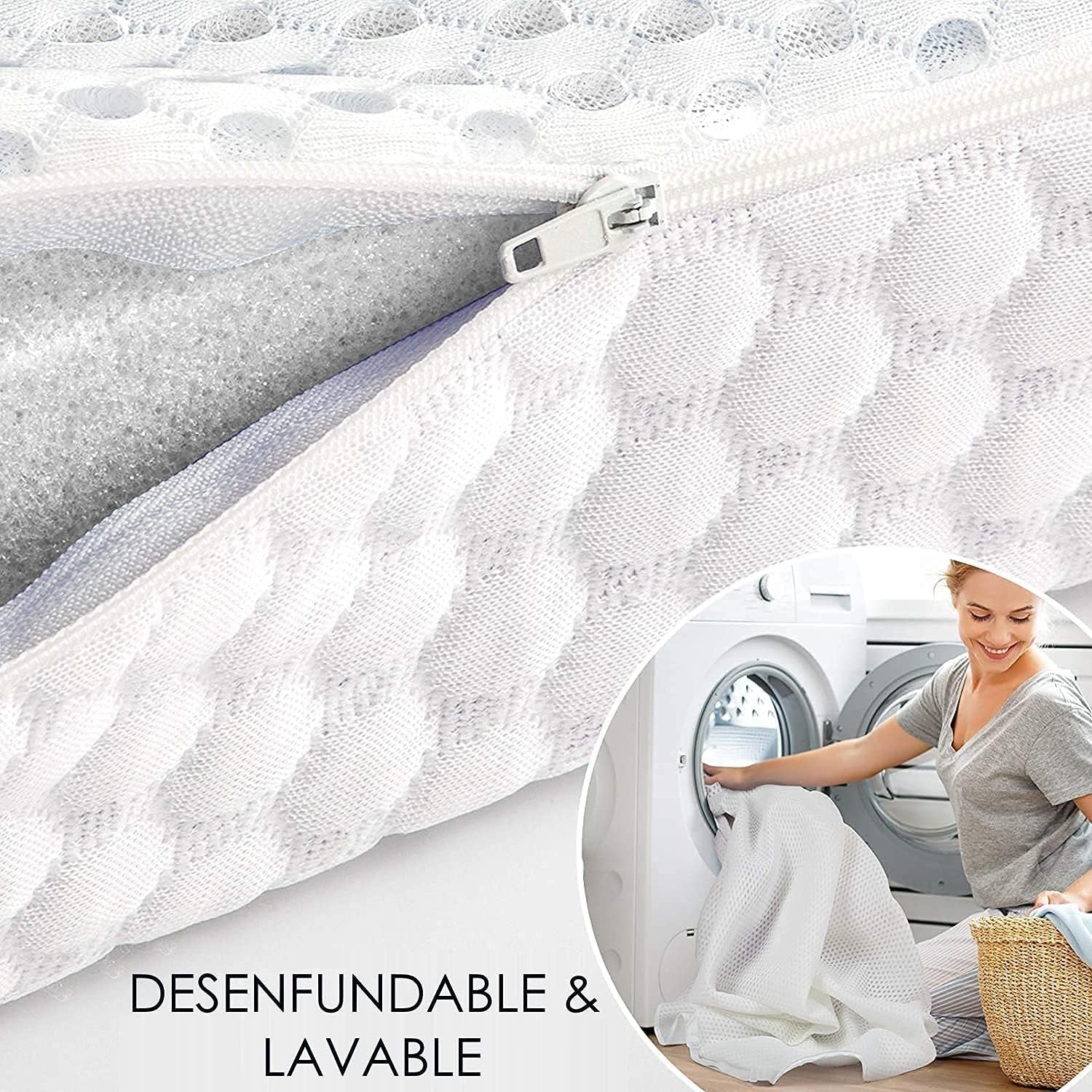 Topper Cubre Colchon Viscoelastico Nucleo 100% Viscoelastica - Sobrecolchon Alivio de Tension Muscular - Desenfundable
