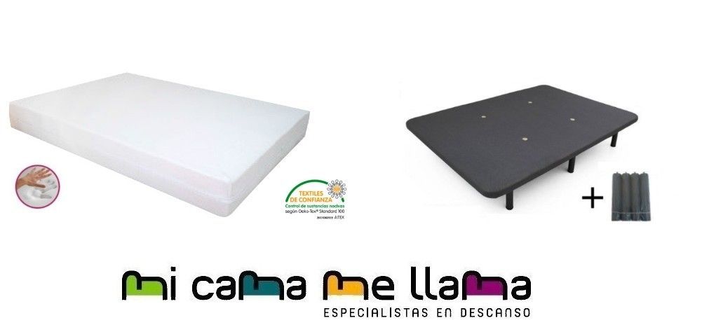 PACK COLCHON VISCO 21 + BASE TAPIZADA + PATAS