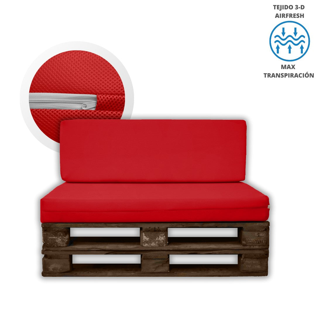 Asiento y Respaldo de Espuma para Exterior de Palet con Funda