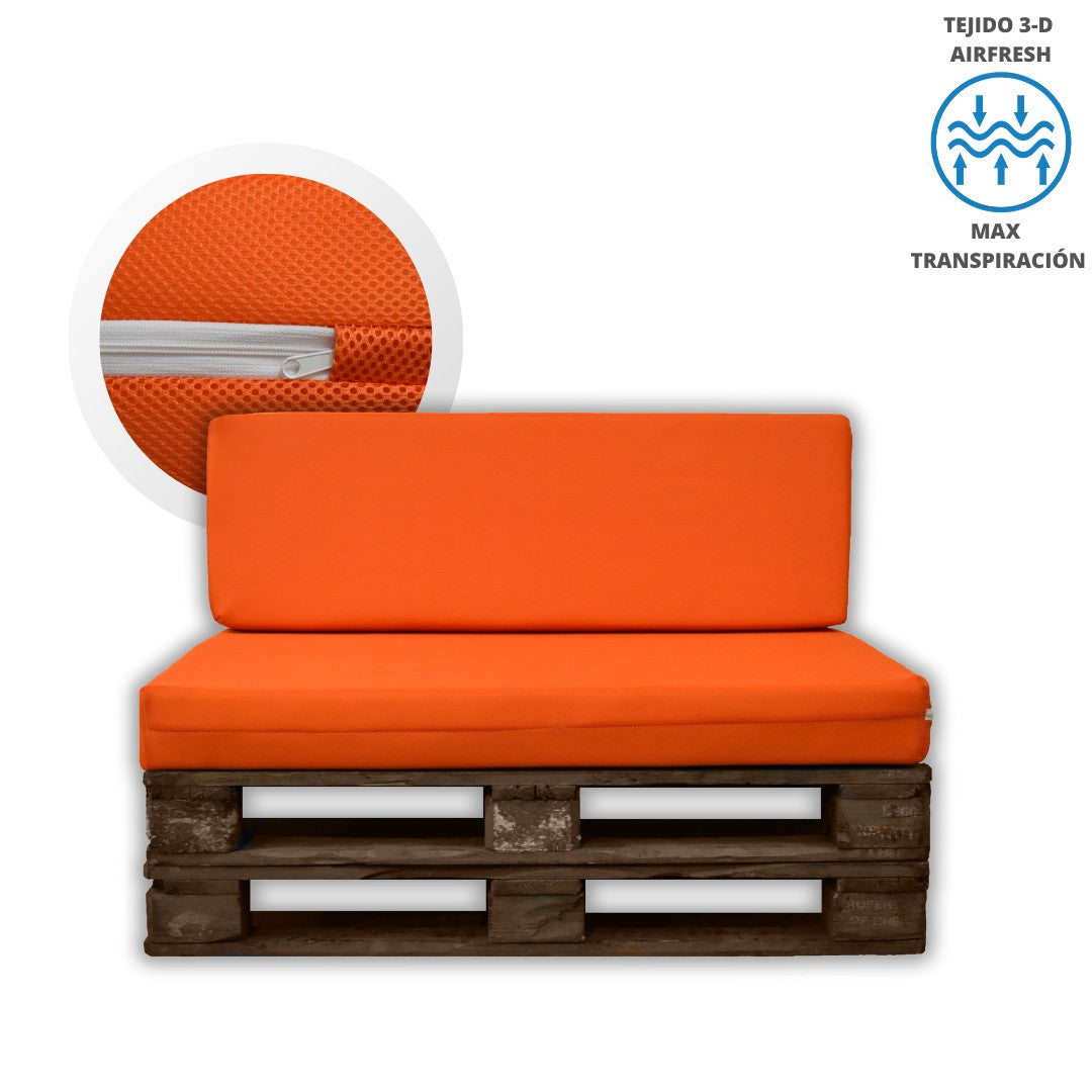Asiento y Respaldo de Espuma para Exterior de Palet con Funda