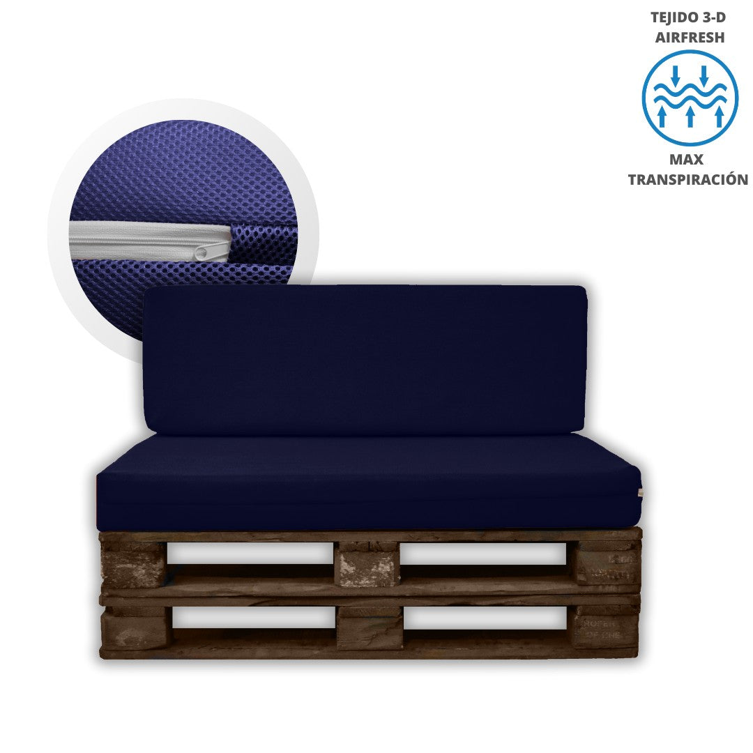 Asiento y Respaldo de Espuma para Exterior de Palet con Funda