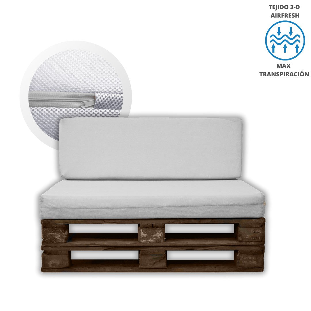 Asiento y Respaldo de Espuma para Exterior de Palet con Funda